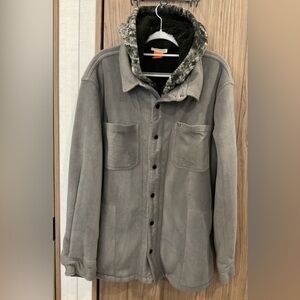 Racks & Reels Mens Hooded Snap Up Gray Jacket Size L
